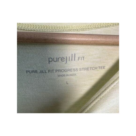 Pure Jill Fit Stretch Tee Yellow Green Short Sleeve Top Size Large - Picture 4 of 4
